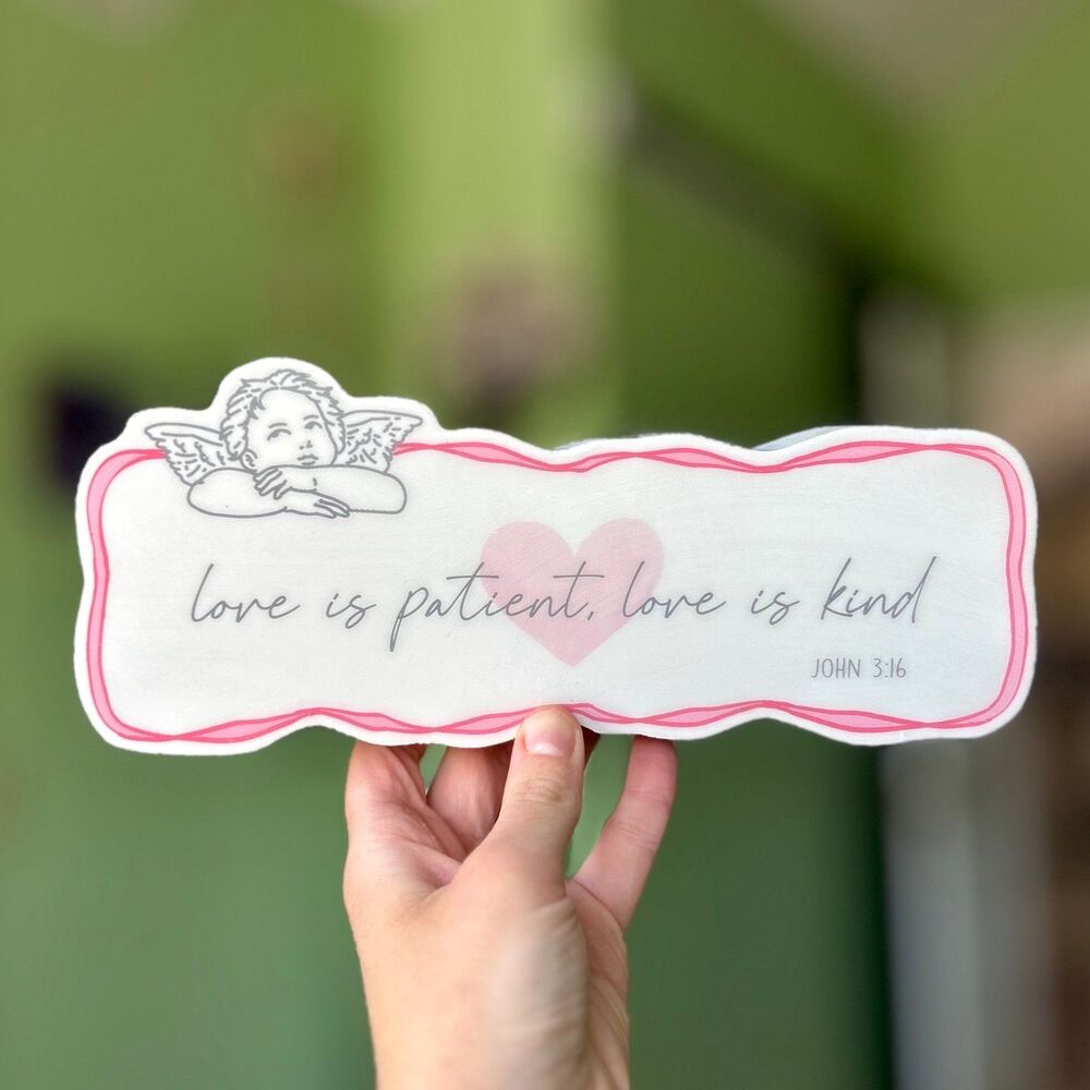 Wooden Glossy Angel Faith Based Verse Standing Accent Decor